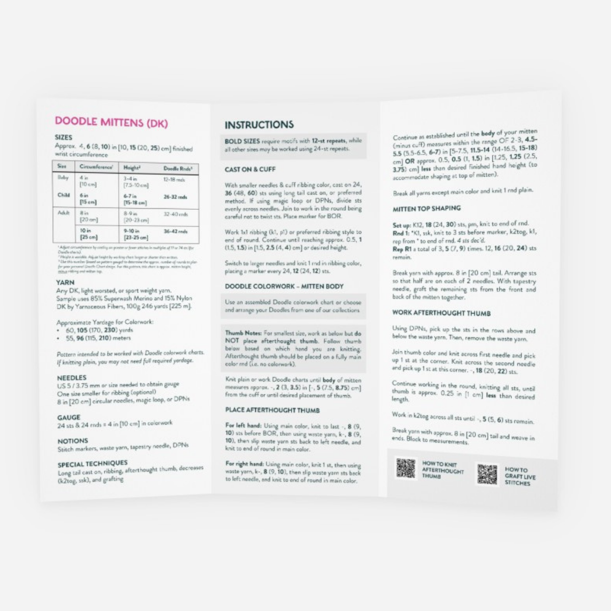 Base Doodle Mittens - Brochure - Pack of 10