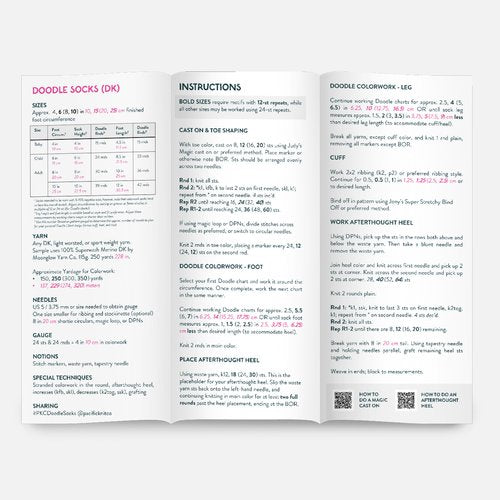 Base Doodle Toe-up Socks - DK - Brochure - Pack of 10