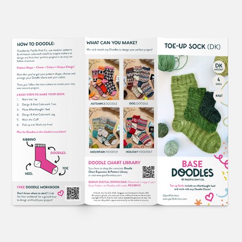 Base Doodle Toe-up Socks - DK - Brochure - Pack of 10