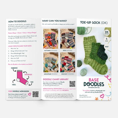 Base Doodle Toe-up Socks - DK - Brochure - Pack of 10