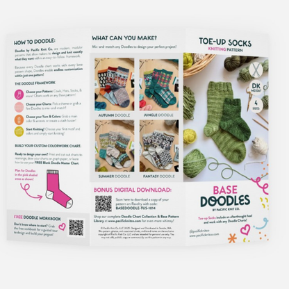 Base Doodle Toe-up Socks - DK - Brochure - Pack of 10