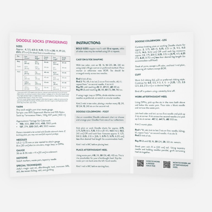 Base Doodle Toe-up Socks - Fingering - Brochure - Pack of 10