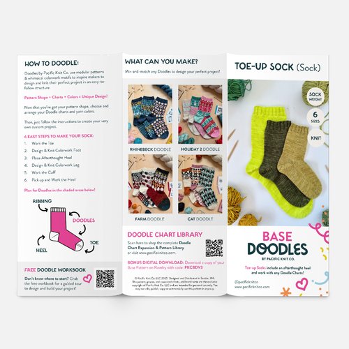 Base Doodle Toe-up Socks - Fingering - Brochure - Pack of 10