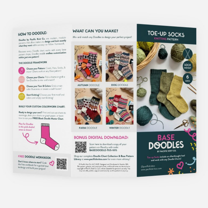 Base Doodle Toe-up Socks - Fingering - Brochure - Pack of 10