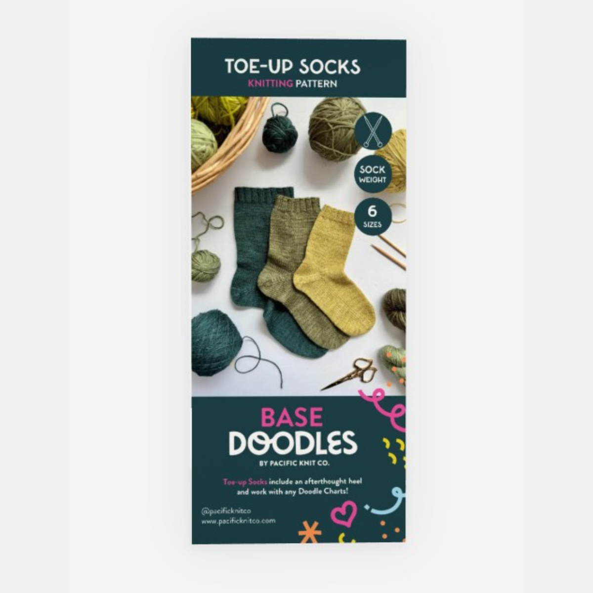 Base Doodle Toe-up Socks - Fingering - Brochure - Pack of 10