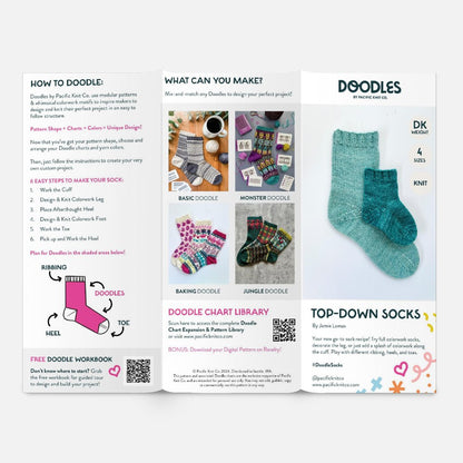 Base Doodle Top-Down Socks - DK - Brochure - Pack of 10