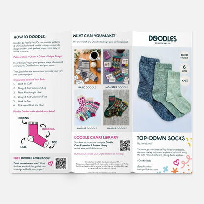 Base Doodle Top-Down Socks - Fingering - Brochure - Pack of 10