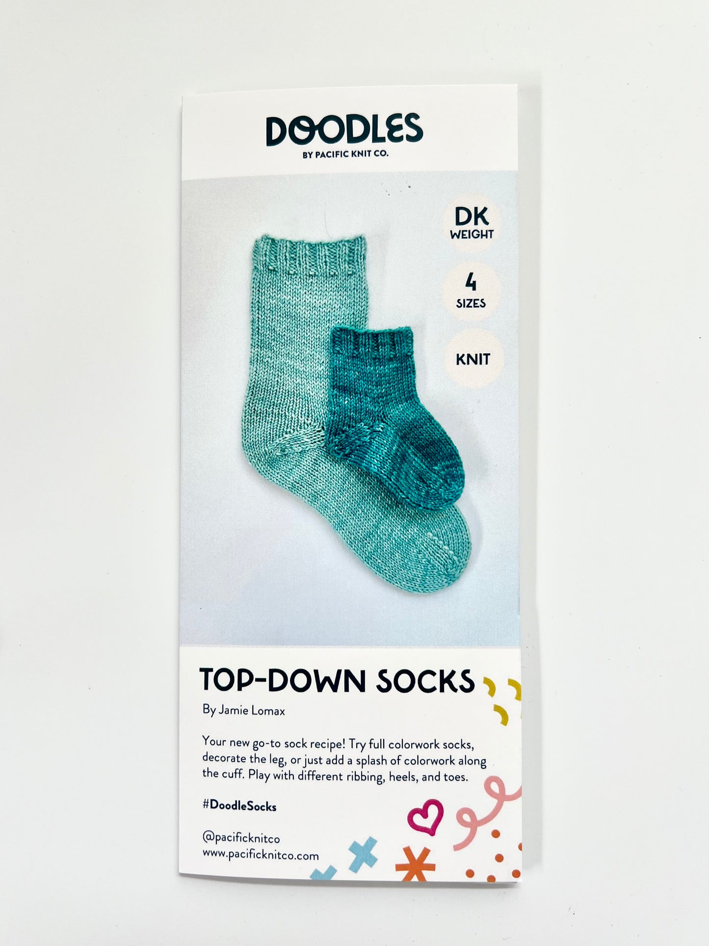 Base Doodle Top-Down Socks - DK - Brochure - Pack of 10